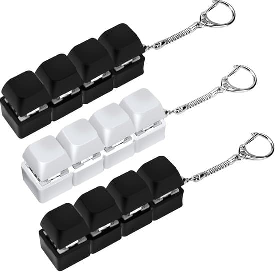 Tastatur Fingerspidslegetøj, Fingerspids Klikker, Nøglering, Mekanisk Klikker, Stresslindrende, til Voksne Børn, Sort og Hvid