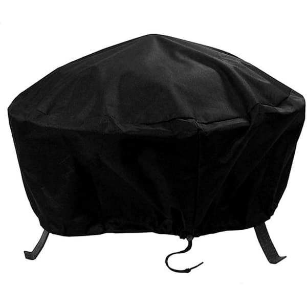 Skyddshölje för eldstad/eldkorg, vattentät 210D Oxford, 122*46 cm rund med dragsko, passar 122 cm korg, svart