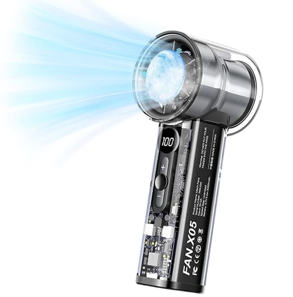 Bärbar turbinhandfläkt med kylplatta, kraftfull minifläkt för resor, 14000 RPM, USB-uppladdningsbar.