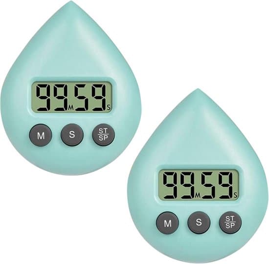 Dobbeltpakke digitale brusebadeure, vandtætte, med alarm og sugekop, termometer, til børn, voksne, hjem, køkken, badeværelse