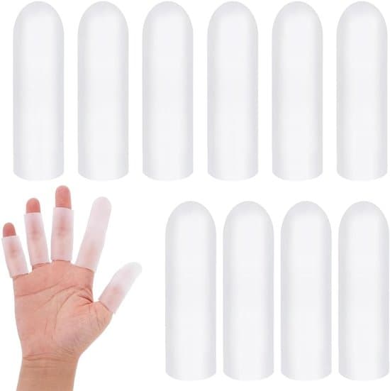 20 silikone fingerhætter, gel hånd- og fingerbeskyttelseshylstre til at forhindre skader, hvid.