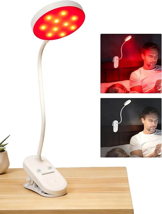 Rött läsljus för läsning i sängen - klämma med timer och dimbar - skrivbord - laptops - sänggavlar