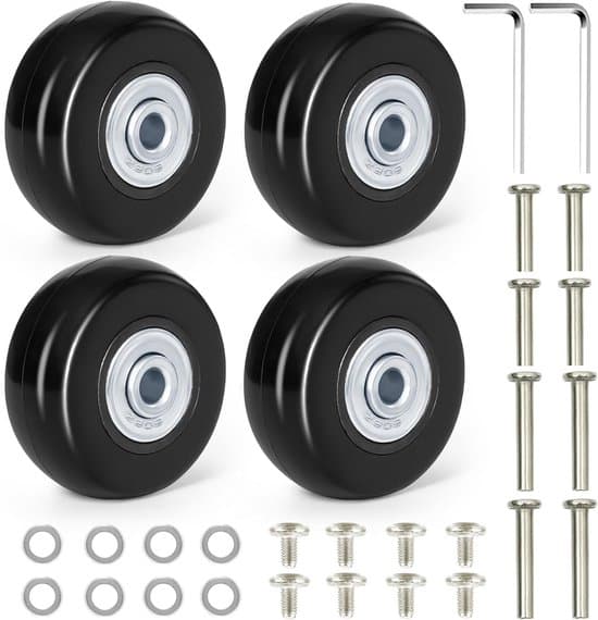 4-delad uppsättning reservhjul bagagebyte 50x18mm installationstillbehör svängbara hjul resväskor svart