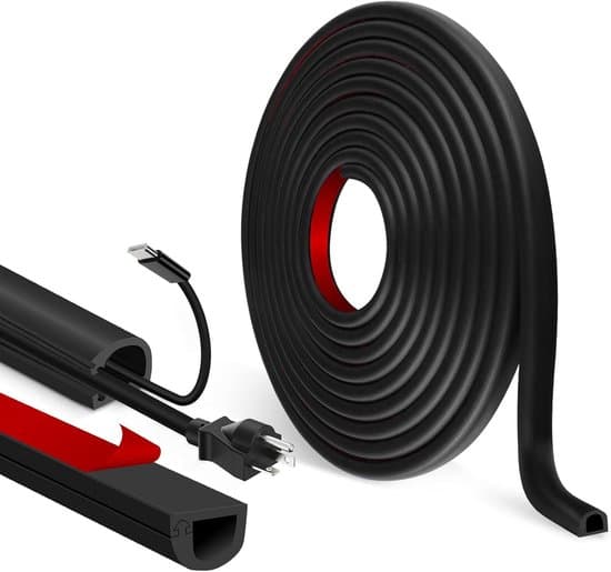 Kabelhanteringssats, 2 meter, Kabelorganisatör, Kabelkanal, Självhäftande Väggmonterad Kabelränna, Självstängande Kabelhylsa, Svart
