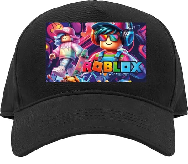 Barn-Caps Energisk Roblox-gruppe med hodetelefoner, håndkontrollere og neonmiljø Energisk Roblox-gruppe med hodetelefoner, håndkontrollere og