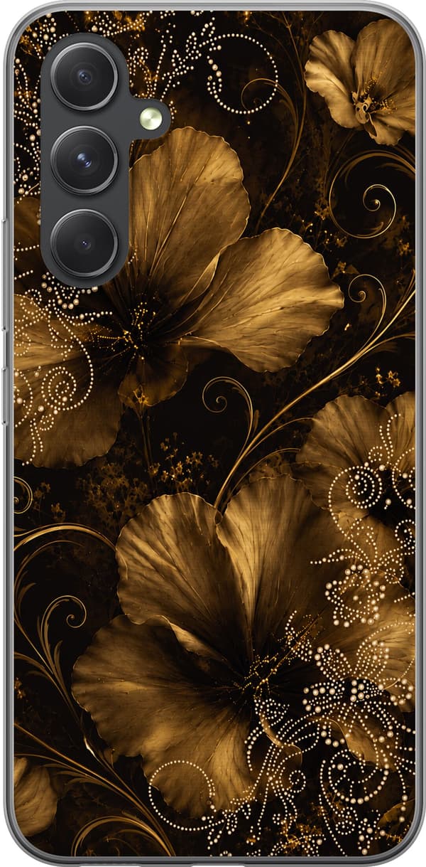 Kompatibelt Mobildeksel til Samsung Galaxy S24+ Gullfarget blomstermønster