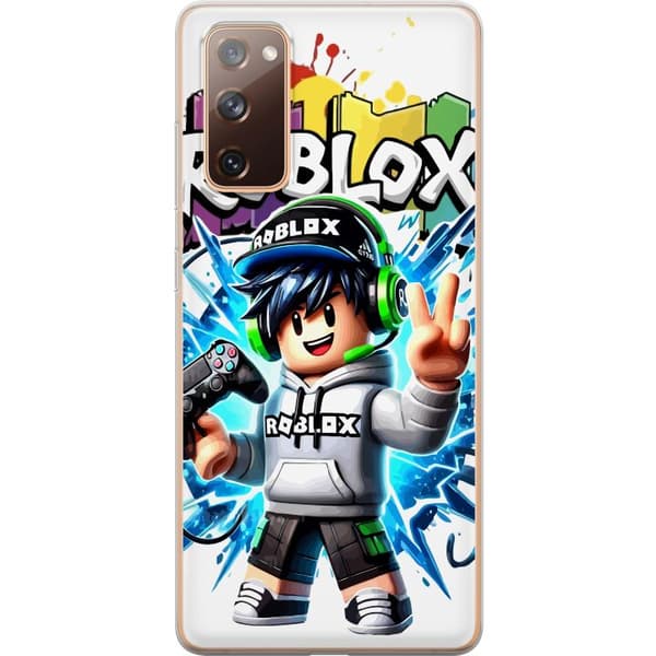 Kompatibelt Mobildeksel til Samsung Galaxy S20 FE Roblox-spillkarakter med headset og håndkontroll foran fargesprut