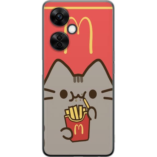Kompatibelt Mobildeksel til OnePlus Nord CE 3 Lite Tegnet katt med pommes frites i grått og rosa