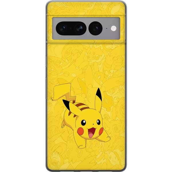 Kompatibelt Mobilskal till Google Pixel 7 Pro Minimalistiskt Pokémonmotiv i klargula toner