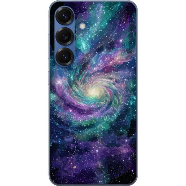 Kompatibelt Mobilskal till Samsung Galaxy S25+ Färgsprakande spiralgalax i rymden med stjärnor nebulosor och kosmiskt ljus
