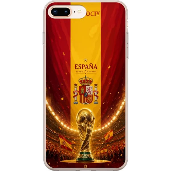 Kompatibel Mobilcover til Apple iPhone 8 Plus Spanien fodbold design med VM og supporter følelse