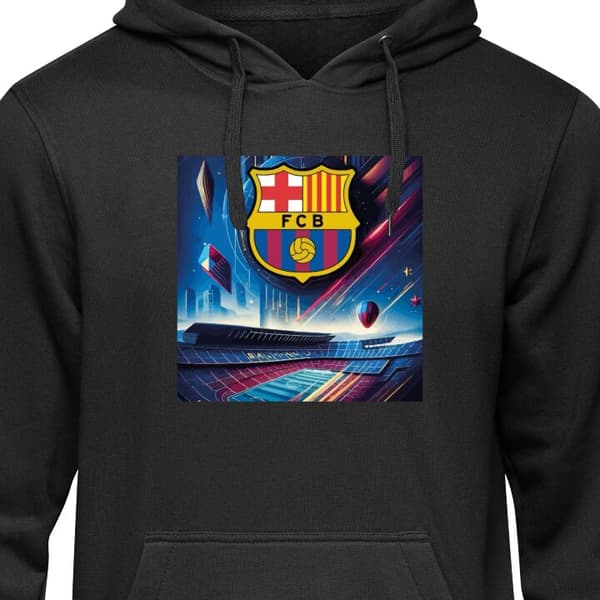 Huvtröja för Barn | Bekväm Barn-Hoodie Svart 9-11 År FC Barcelona FC Barcelona Svart 9-11 År