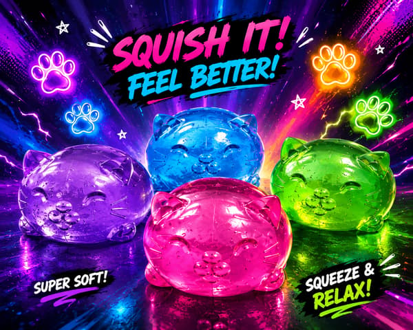 Cat Squishy Gel Stressleksak Kawaii Fidget Toy 8.5cm