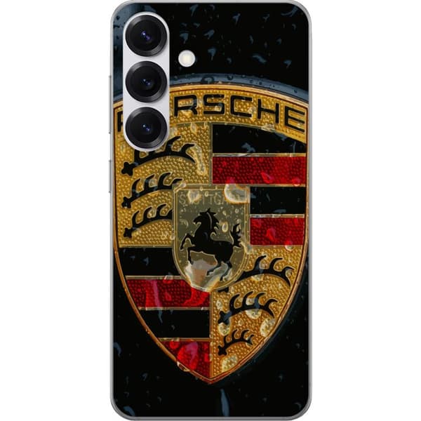 Kompatibelt Mobilskal till Samsung Galaxy S25 Porsche crest poster luxury car emblem sportbil logo Stuttgart klassisk retro design bil brand art