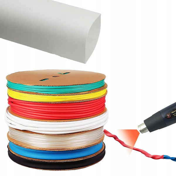 Krympslang vit 35mm 1m – Tunnväggig, självsläckande | Krympförhållande 2:1, isolerande | För el och elektronik