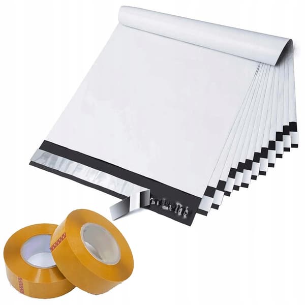 Foliopakset 500x610mm 100st + 2x Gul Packtejp 48mm x 50m – Vattentat | Stark LDPE | For Saker Paketering