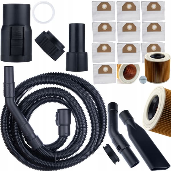 Stovsugerposesæt 10 Stk + Filter + Slange 4m – Effektiv Filtrering | Slidstærk | Reservedel til Karcher WD2 WD3