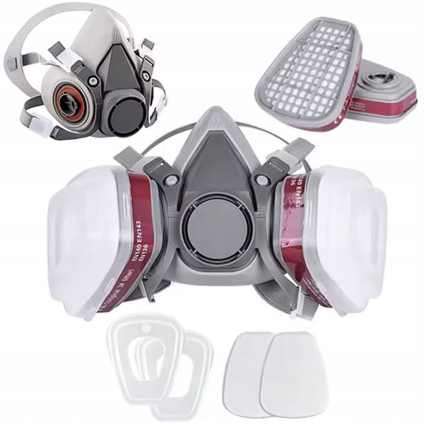 Andningsmask 6200 Halvmask 7-i-1 – Skydd mot Damm och Aerosoler | Filterset | Kompatibel med 3M 6000, 6200