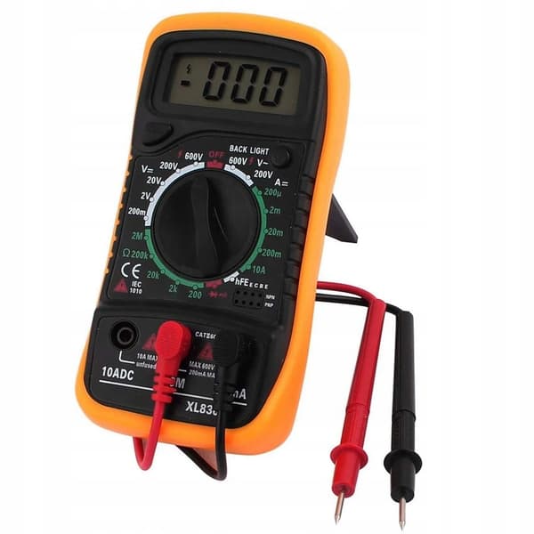Mini digital multimeter DT-830B – LCD-baggrundsbelysning, HOLD-funktion | 1999 maxværdi | Kompakt og beskyttende gummiovertræk
