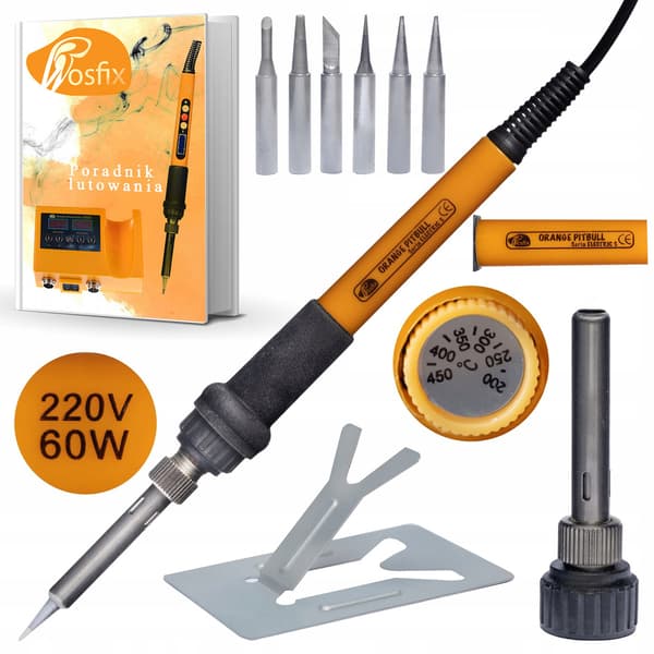 Lödset 8-i-1 Rosfix Orange Pitbull OP60W Electric S – Precisionslödning med potentiometer | 60W, 6 spetsar, ställ | Justerbar temperatur 200–450°C