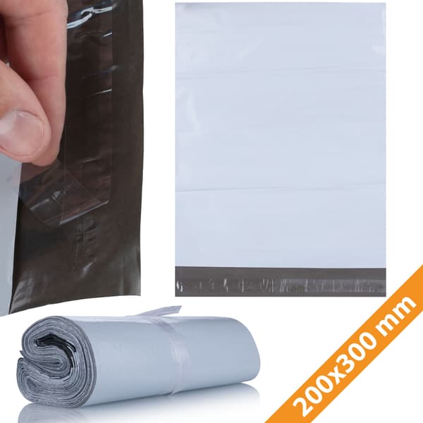 Foliopak Vit 200 x 300 mm – Vattentat och Rivtarkt | 100 Stycken | LDPE | Sjalvklistrande Forpackning