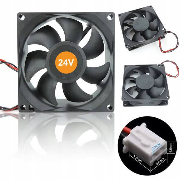 Jäähdytystuuletin 80X80X25Mm 2PIN 24V – Hiljainen | 2000 RPM | 35 CFM | Yhteensopiva PC-Kotelo, Virtalähde kanssa