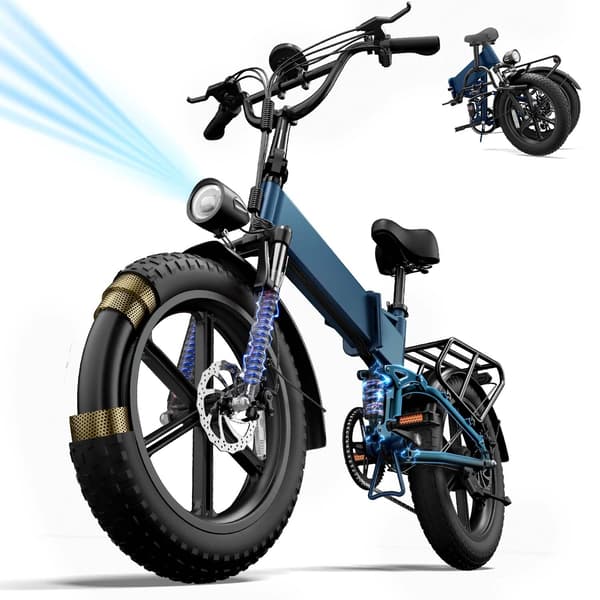URLIFE T5 terrängcykel för el – 1500 W, 80 km räckvidd, helfjädring | Kombinerar komfort och kraft, blå