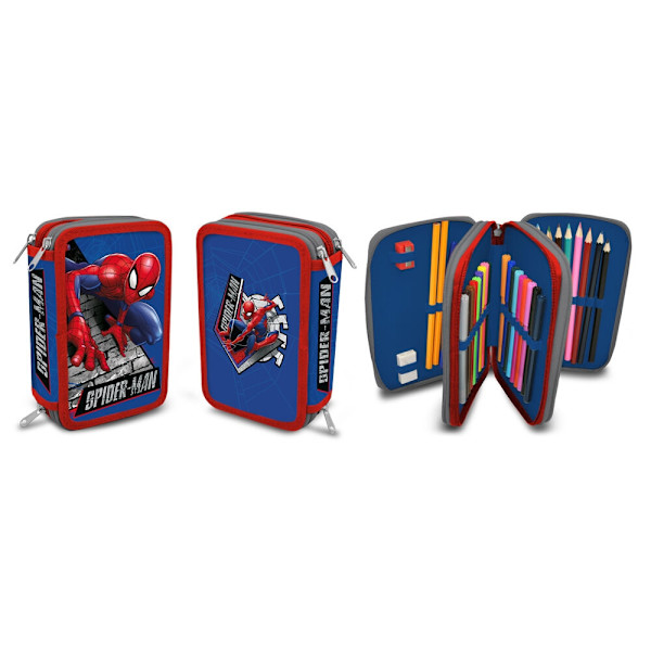 2-chamber pencil case with accessories spiderman sp50052