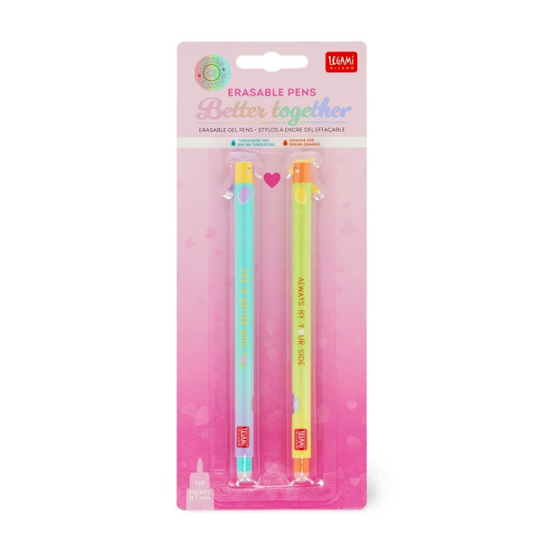 Turkis/Orange Legami Erasable Gel Pens 2-P Valentine Edition