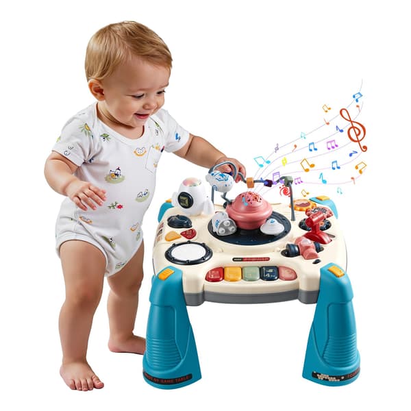 Baby aktivitetsbord - Musikbord - Rymdtema - Stjärnprojektor med mjukt sken - Över 60 ljud och melodier - För 6–36 månader