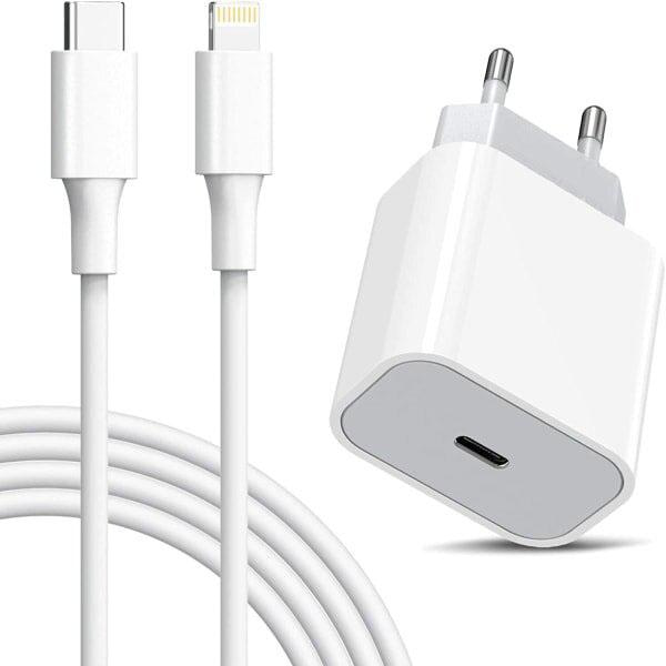 iPhone hurtiglader 11/12 USB-C strøm 20W + 1M kabel