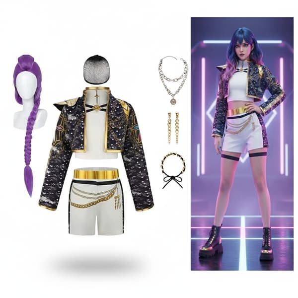 2025 K-Pop Demon Hunter-kostymset + 4 extra tillbehör
