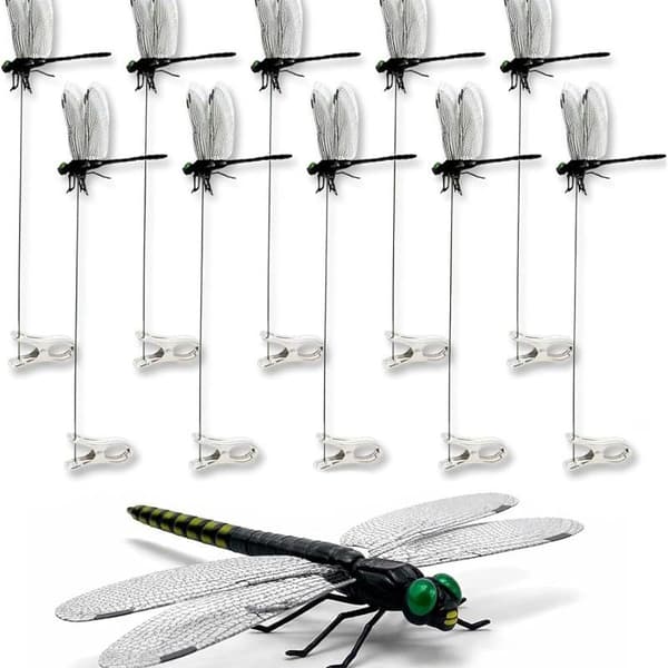 Drageflueklip til haven, 10-pack – realistisk 3D-design som skræmmer fugle og skadedyr