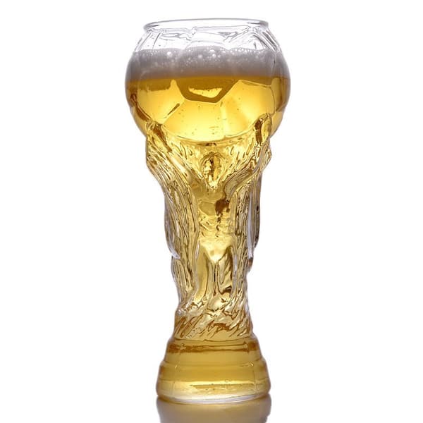 Ölmugg glas format som VM-trofé, 450ML hög