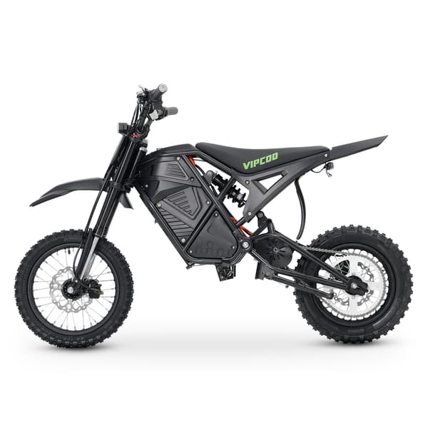 VIPCOO H3 Elektrisk Dirt Bike 3500W, 48V 23Ah Avtagbart Batteri, 14\"/12\" Terrängdäck, Svart