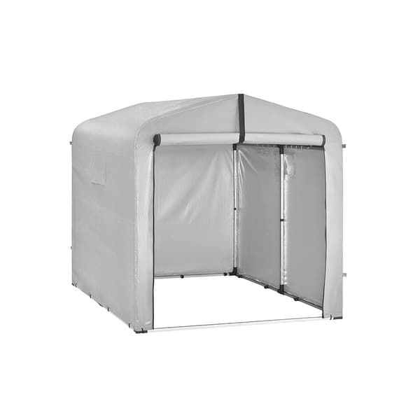 SoBuy Pyöräteltta 120x176x163 cm – Säänkestävä Säilytysteltta Pyörille, Moottoripyörälle ja Työkaluille, 4 Koukkua | Hopea KLS11-II-L