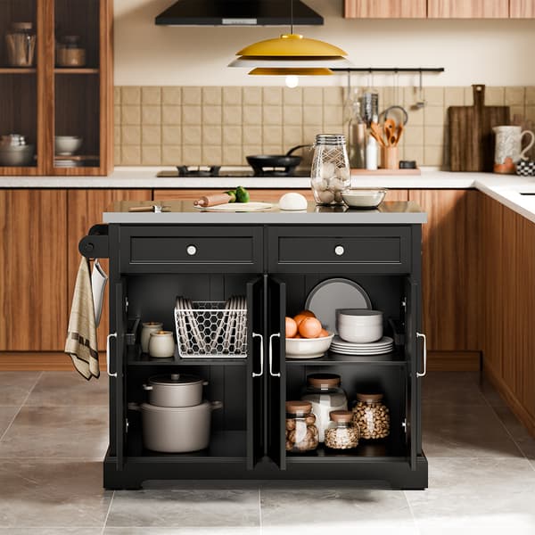 SoBuy musta keittiökärry 2 laatikon kanssa 107x71x92cm, moderni FKW71-III-SCH