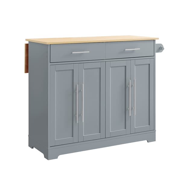 SoBuy Köksö med Hjul 113x69x71cm – Utdragbar MDF-bordsskiva | Grå Köksvagn FKW129-HG
