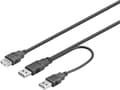Pikkukuva 2 / 2: DELTACO USB-virtahaaroitin, 2x Type A ur, 1x Type A na, 0,3m, musta