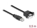 Miniatyrbild 1 av 3: DeLOCK Cable USB 2.0 Type-A ma>USB 2.0 Type-A fe panel-mount, 0,5m