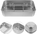 Miniatyrbillede 5 af 8: Rektangulær bageplade i rustfrit stål med aftagelig rist til ovn og grill