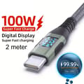 Miniatyrbild 1 av 9: Snabbladdningskabel 2meter PD 100w Type C med display