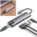 Miniatyrbillede 1 af 10: Adapter (HUB) USB type C til hdmi/2x USB3.0/2x USB type C/RJ45