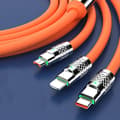 Miniatyrbillede 10 af 11: 3.94ft 120W 3-i-1 Opladerkabel til IOS-interface til Android TYPE C-interface Universelt Multi-opladningskabel til mobiltelefoner