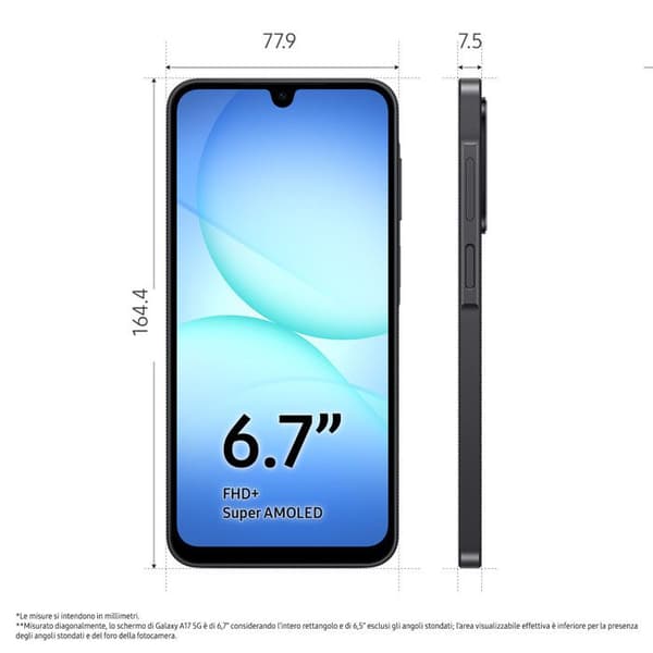 Samsung Galaxy A17 5G Sort: Smartphone Android 15 med 8GB RAM og 256GB
