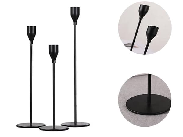 Ljusstakar metall 3-pack mattsvart