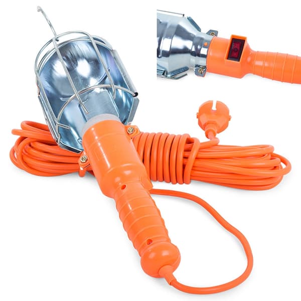 Garagebelysning med krog 5 m kabel 230V E27 max 60W orange