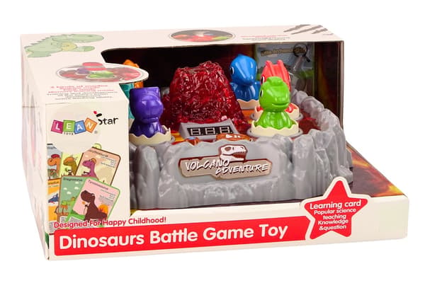 Whack-a-mole dinosauriesspil med lys/røg, 2 køller, 3 niveauer