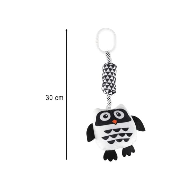 Sensorisk ugle bamse med rangle og kontrastfarver 30 cm 0+