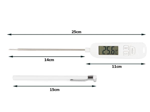 Digital kökstermometer stektermometer -50 till 300°C vit 25 cm
